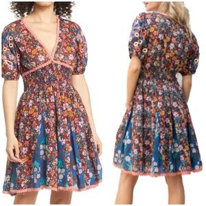 Anthropologie Barok Paris Floral Puff Sleeve Mini Dress M